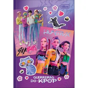 Caderno Brocurão Universitário Capa Dura 80 Folhas Colorido Guerreiras do K-Pop Tilibra