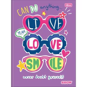 Caderno Brocurão Universitário Capa Dura 80 Folhas Lilás Oculos Show Tilibra