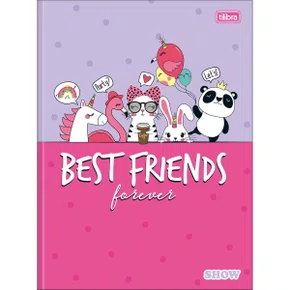 Caderno Brocurão Universitário Capa Dura 80 Folhas Pink Best Friends Show Tilibra