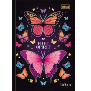 Caderno Brocurão Universitário Capa Dura 80 Folhas Preto Free Spirit Bloom Tilibra
