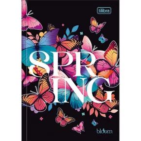 Caderno Brocurão Universitário Capa Dura 80 Folhas Preto Spring Bloom Tilibra