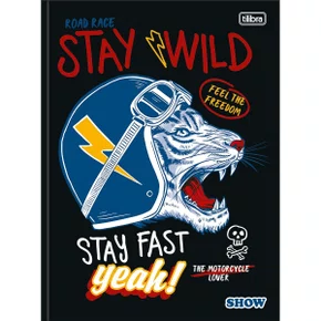 Caderno Brocurão Universitário Capa Dura 80 Folhas Preto Tigre Show Tilibra