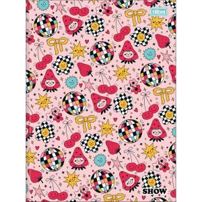 Caderno Brocurão Universitário Capa Dura 80 Folhas Rosa Frutas Show Tilibra