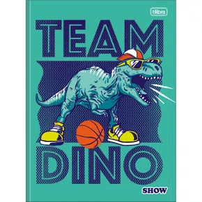 Caderno Brocurão Universitário Capa Dura 80 Folhas Verde Dino Show Tilibra