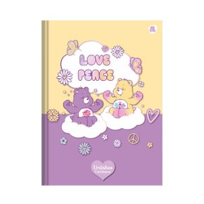 Caderno Capa Dura Brochurão Ursinhos Carinhosos Amarelo Love Peace 80 Fls Animativa