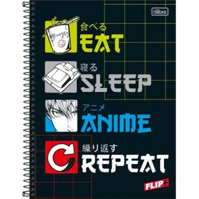 Caderno CD Universitário Anime Flip+ Masculino 200 Folhas Tilibra