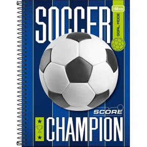 Caderno CD Universitário Azul Futebol Score Soccer 240 Folhas Tilibra