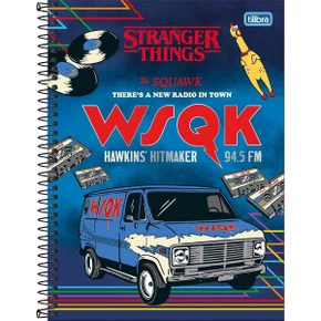 Caderno CD Universitário Stranger Things Azul 80 Folhas Tilibra