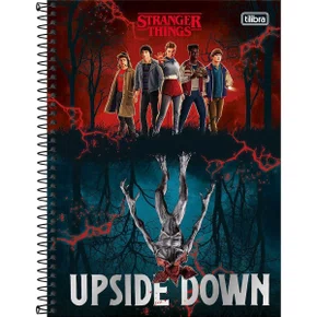 Caderno CD Universitário Stranger Things Azul e Vermelho 80 Folhas Tilibra