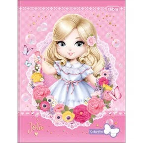 Caderno de Caligrafia Brochura Capa Dura 40 Folhas Rosa Jolie Tilibra