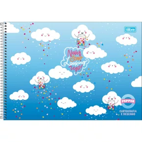 Caderno de Desenho 80 Folhas Azul Nuvem Pepper Tilibra