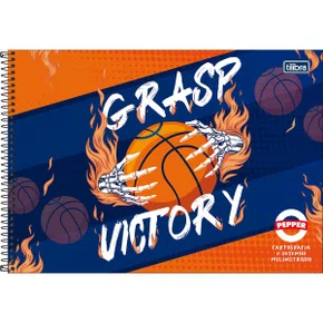 Caderno de Desenho com Margem 80 Folhas Laranja Basquete Pepper Tilibra