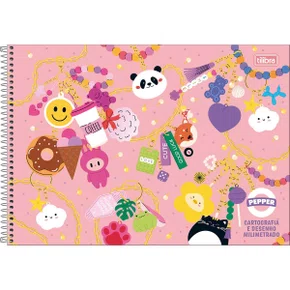 Caderno de Desenho com Margem 80 Folhas Rosa Cute Pepper Tilibra