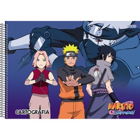 Caderno de Desenho Espiral Capa Dura 60 Fls Azul Time 7 Naruto São Domingos