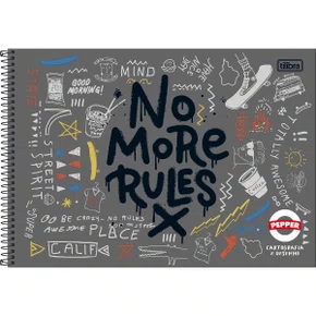Caderno de Desenho Espiral Capa Dura 80 Folhas Cinza Rules Pepper Tilibra