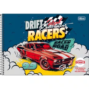 Caderno de Desenho Espiral Capa Dura com Margem 80 Folhas Colorido Racer Pepper Tilibra