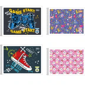 Caderno de Desenho Espiral Capa Flexível 96 Folhas Sortido Pepper Tilibra