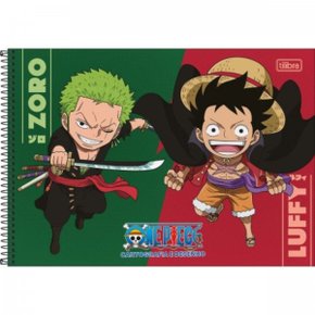 Caderno de Desenho Espiral S/Margem Capa Dura 60fls Vermelho e Verde One Piece Tilibra