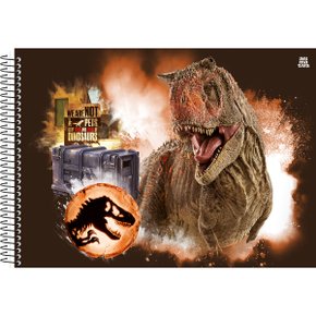 Caderno de Desenho Espiral Sem Margem 60 Folhas Vermelho Jurassic Park Animativa