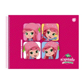 Caderno Desenho Sem Margem 60 Folhas Rosa Escuro 4 Moranguinhos Moranguinho Animativa