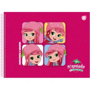Caderno Desenho Sem Margem 60 Folhas Rosa Escuro 4 Moranguinhos Moranguinho Animativa