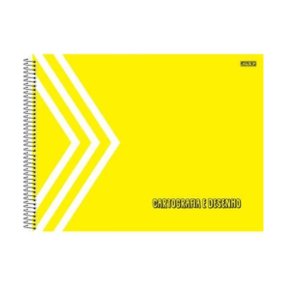 Caderno Desenho Sem Margem Capa Dura 60 Folhas Amarelo Kbom Animativa