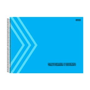 Caderno Desenho Sem Margem Capa Dura 60 Folhas Azul Kbom Animativa