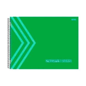 Caderno Desenho Sem Margem Capa Dura 60 Folhas Verde Kbom Animativa