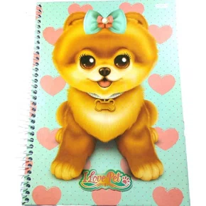 Caderno Esp Univ Capa Dura 200 Fls Verde I Love Pet São Domingos