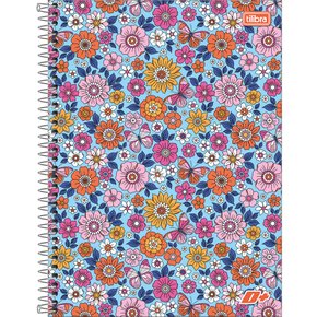 Caderno Esp Univ Capa Dura 400 Fls Azul Flores D+ Tilibra
