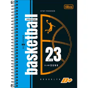 Caderno Espiral 1/4 Capa Dura 200 Folhas Azul Basquete D+ Tilibra