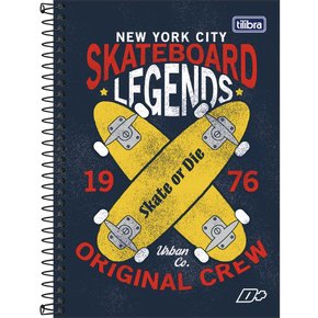 Caderno Espiral 1/4 CD 200fls Cinza e Skate D+ Tilibra