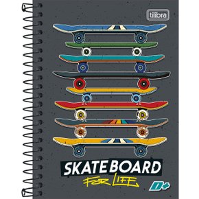 Caderno Espiral 1/4 Capa Dura 200 Folhas Cinza Skate D+ Tilibra
