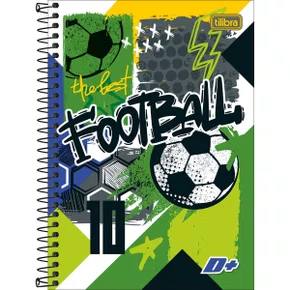 Caderno Espiral 1/4 Capa Dura 200 Folhas Verde Futebol D+ Tilibra
