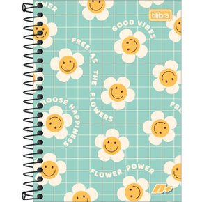 Caderno Espiral Capa Dura 1/4 200 Folhas Verde Margarida D+ Tilibra