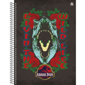 Caderno Espiral Universitário 160 Fls Preto Jurassic Park Animativa