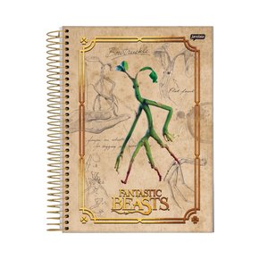 Caderno Espiral Universitário Capa Dura 160 Fls Animais Fantásticos Verde Tronquilhos Jandaia