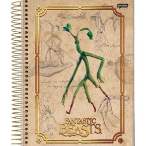 Caderno Espiral Universitário Capa Dura 160 Fls Animais Fantásticos Verde Tronquilhos Jandaia
