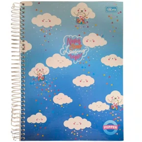 Caderno Espiral Universitário Capa Dura 160 fls Azul Nuvem Pepper Tilibra