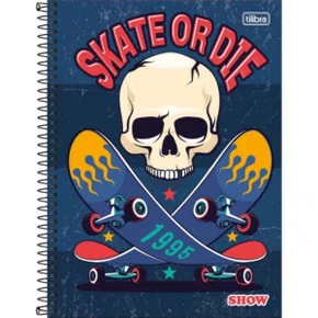 Caderno Espiral Universitário Capa Dura 160 Folhas Azul Skate Show Tilibra