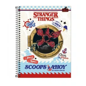 Caderno Espiral Universitário Capa Dura 160 Folhas Azul Stranger Things Tilibra