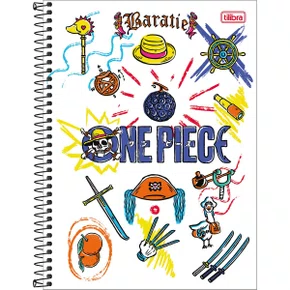 Caderno Espiral Universitário Capa Dura 160 Folhas Branco Baratie One Piece Tilibra