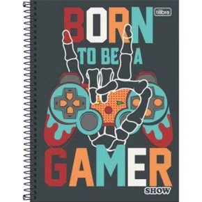 Caderno Espiral Universitário Capa Dura 160 Folhas Cinza Gamer Show Tilibra
