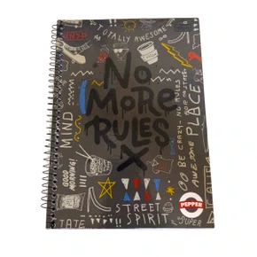 Caderno Espiral Universitário Capa Dura 160 Folhas Cinza No More Rules Pepper Tilibra