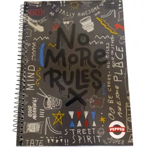 Caderno Espiral Universitário Capa Dura 160 Folhas Cinza No More Rules Pepper Tilibra