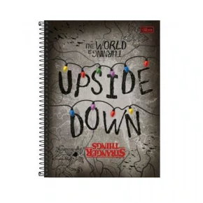 Caderno Espiral Universitário Capa Dura 160 Folhas Cinza Stranger Things Tilibra