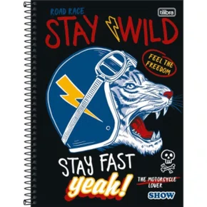 Caderno Espiral Universitário Capa Dura 160 Folhas Preto Tigre Show Tilibra