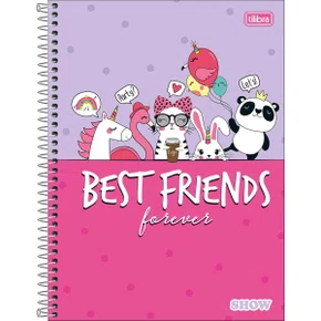 Caderno Espiral Universitário Capa Dura 160 Folhas Rosa Best Friends Show Tilibra