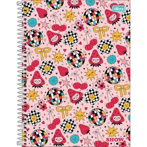 Caderno Espiral Universitário Capa Dura 160 Folhas Rosa Frutas Show Tilibra