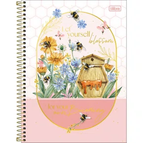 Caderno Espiral Universitário Capa Dura 160 Folhas Rosa Honey Bee Tilibra
